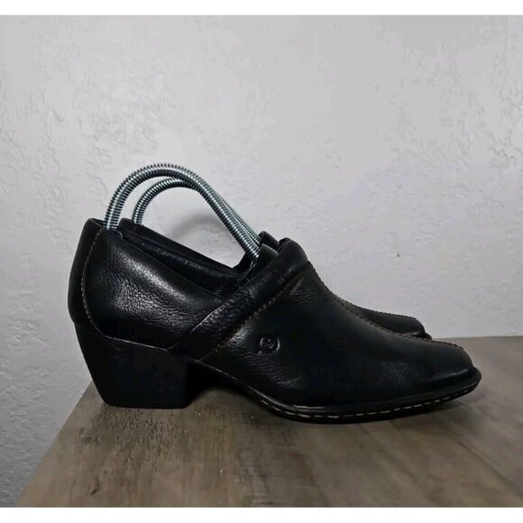 Born Womens size 8.5 Black Pebbled Leather Slip On Comfort Boot Mules - Picture 1 of 6